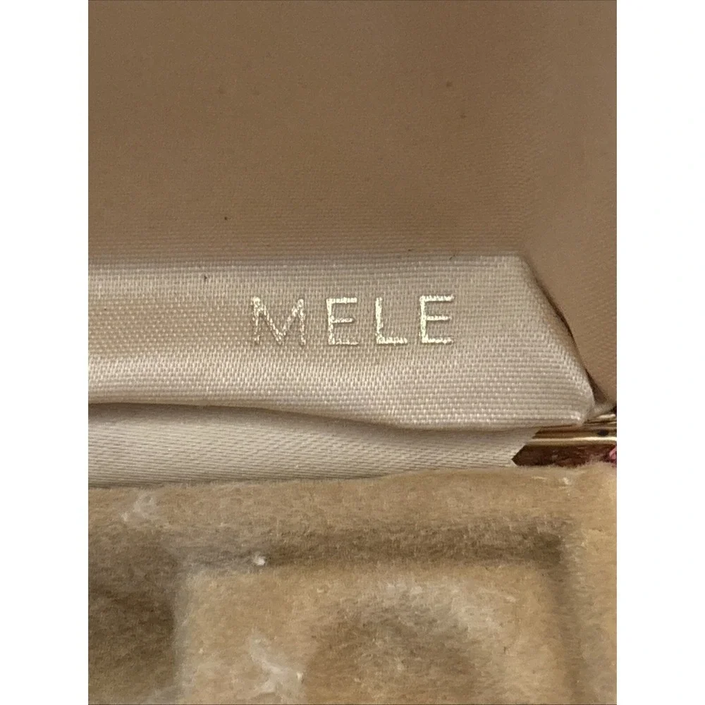 Mele Travel Jewelry Hard Case Box Clamshell Earrings Velvet Cranberry & Gold VTG